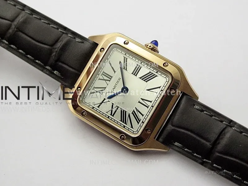 Santos Dumont 38mm RG F1F Best Edition Silver Dial on Black Leather Strap Quartz