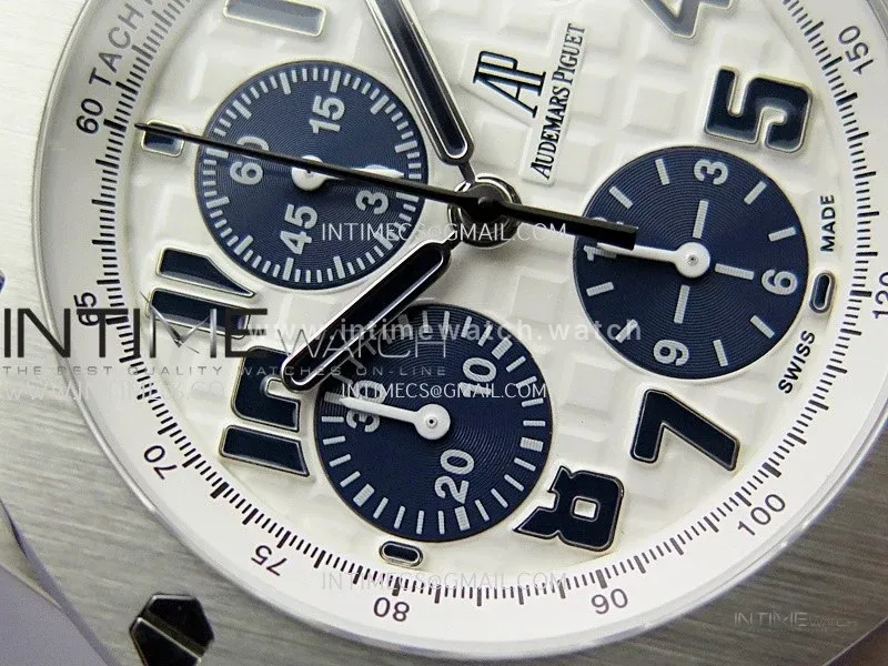Royal Oak Offshore 42mm Navy TKF Best Edition White Dial on Blue Leather Strap A7750