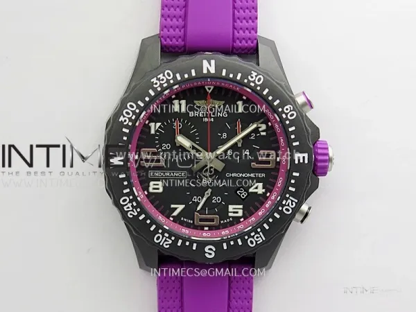 Professional Quartz Chrono Purple Inner Bezel 1:1 Best Edition Black Dial On Purple Rubber Strap Swiss Ronda