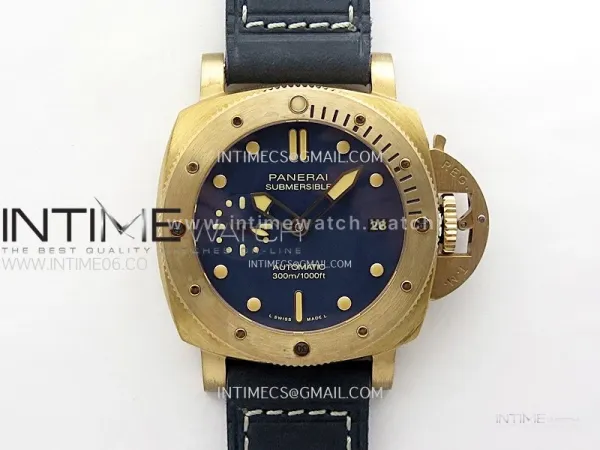 PAM1074 W Bronzo VSF 1:1 Best Edition Blue Dial on Blue Calfskin Strap P.900 Clone