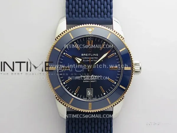 SuperOcean 42mm AB2010 SS/RG GF 1:1 Best Edition Blue Dial Blue Ceramic Bezel On Blue Rubber strap A2824