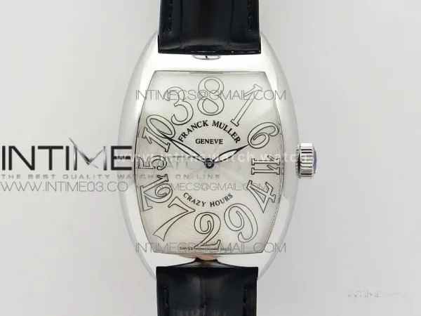 Crazy Hours Real Jumping Hour SS ABF White Dial White Markers on Black Leather Strap A23J