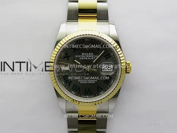 DateJust 126233 36mm 904L SS/YG ONE Factory 1:1 Best Edition Gray Dial Roman Marker On Oyster Bracelet DD3235