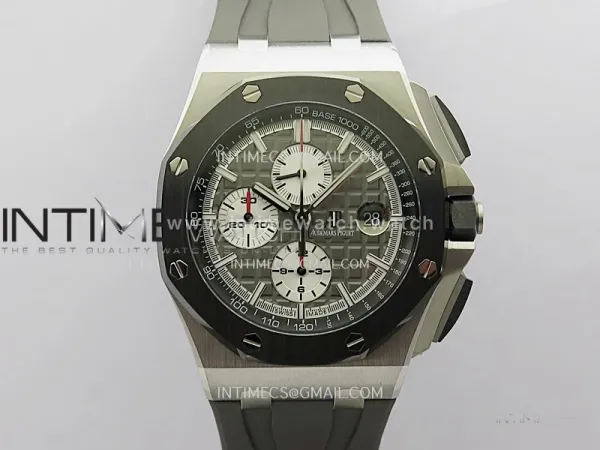 Royal Oak Offshore 44mm SS TKF Best Edition Gray Dial Ceramic Bezel on Gray Rubber Strap A3126