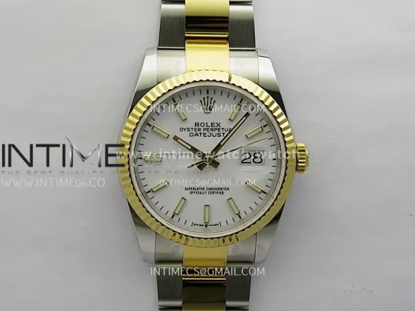 DateJust 126233 36mm 904L SS/YG ONE Factory 1:1 Best Edition White Dial Stick Marker On Oyster Bracelet DD3235
