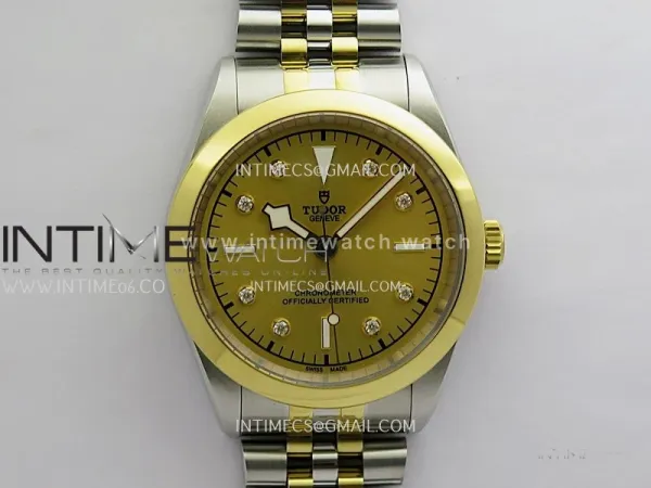 Black Bay 41mm SS/YG HTF 1:1 Best Edition Gold Dial Diamond Marker On SS/YG Jubilee Bracelet Asian 5601