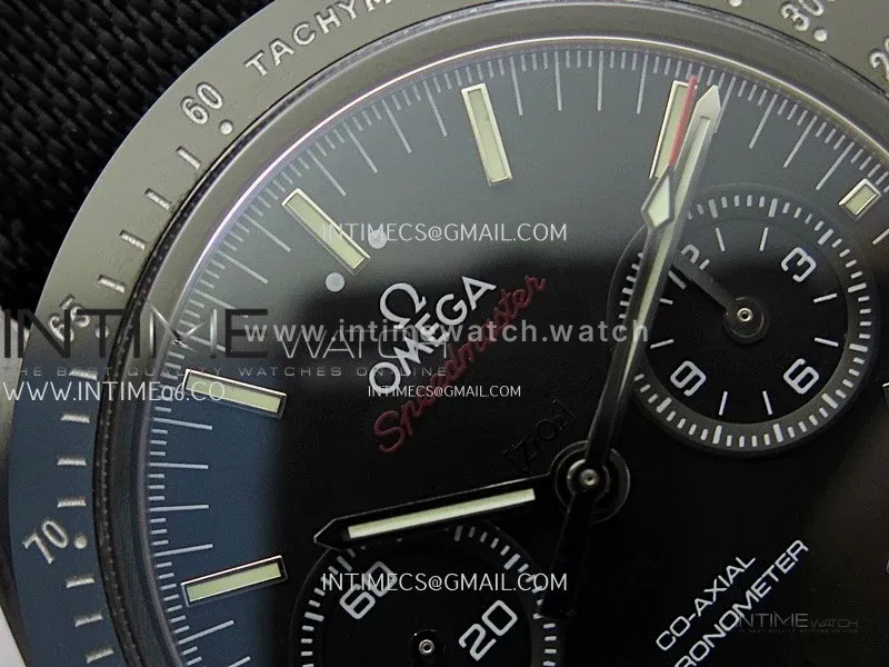 Speedmaster "Dark Side of The Moon" Real Ceramic N1F 1:1 Best Edition Black Dial on Black Nylon Strap A9300
