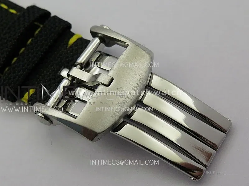 Avenger Chronometer 42mm GMT Yellow Second Hand SS BLSF 1:1 Best Version Black Dial On Black Nylon Strap A2836
