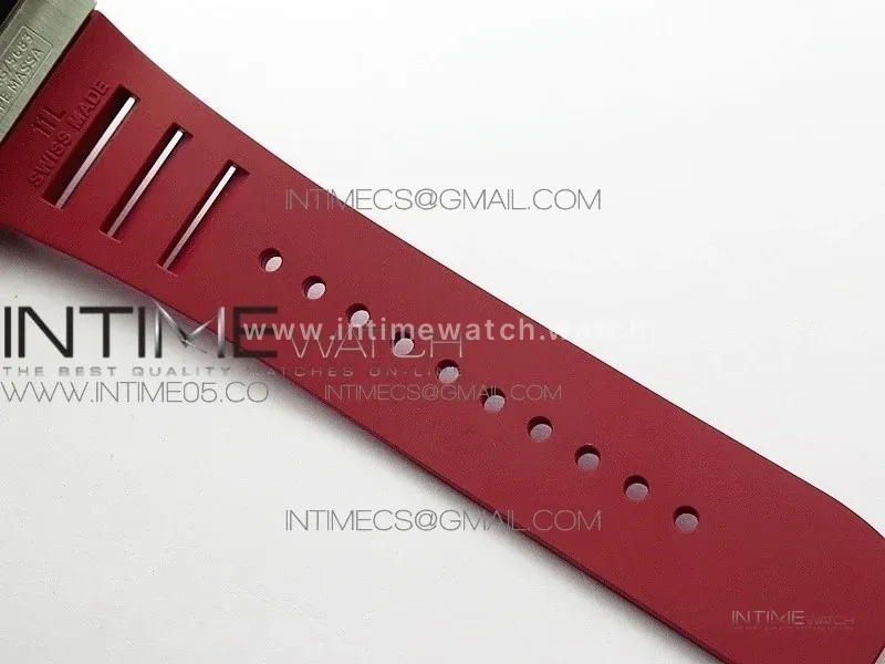 RM11-03 SS KVF 1:1 Best Edition Crystal Skeleton Dial on Red Rubber Strap A7750
