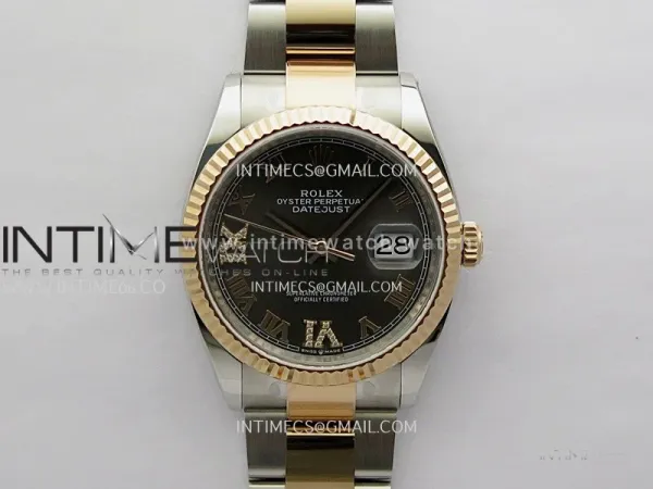 DateJust 126233 36mm 904L SS/RG ONE Factory 1:1 Best Edition Gray Dial Roman Diamond Marker On Oyster Bracelet DD3235