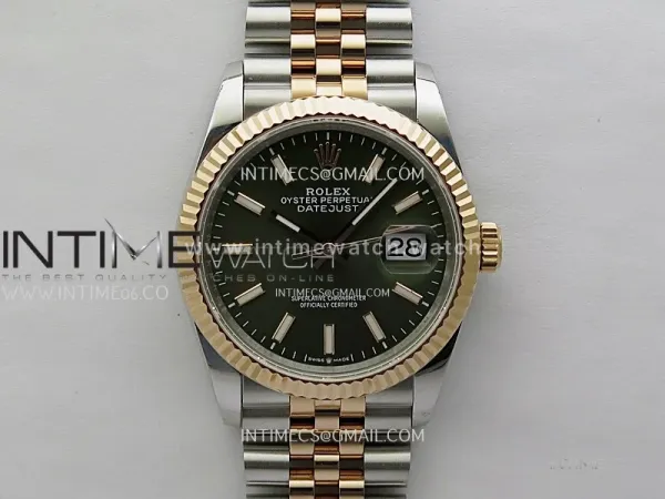 DateJust 126231 904L SS/RG JDF 1:1 Best Edition Green Dial Stick Markers on Jubilee SS/RG Bracelet