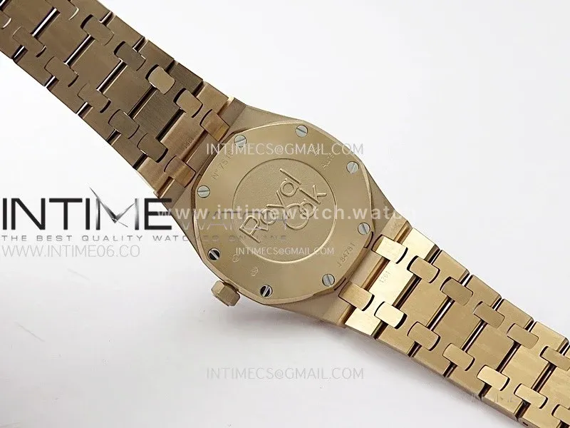 Lady Royal Oak 33mm 67651 Diamonds Bezel RG ZF 1:1 Best Edition Brown Textured Dial on RG Bracelet RONDA Quartz