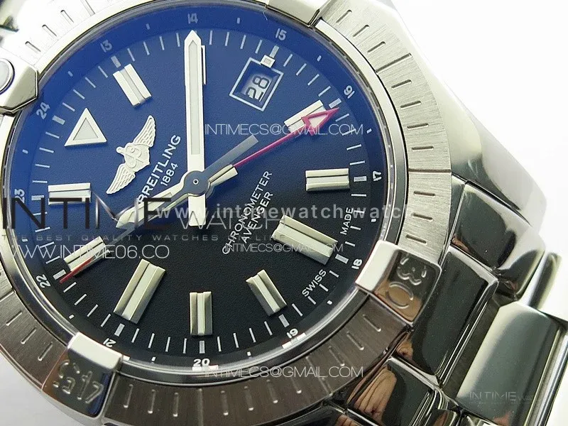 Avenger Automatic 43mm GMT SS B50 Best Edition Black Dial on SS Bracelet A2824