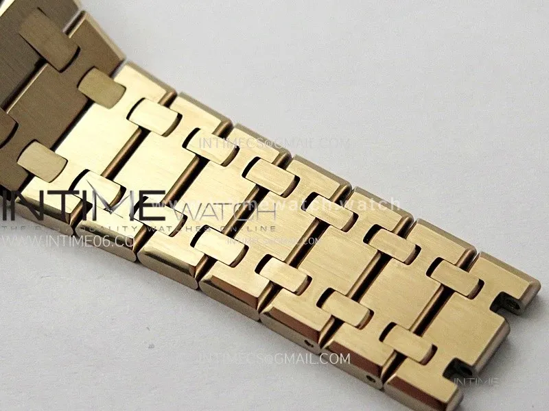 Lady Royal Oak 33mm 67651 Diamonds Bezel RG ZF 1:1 Best Edition Brown Textured Dial on RG Bracelet RONDA Quartz
