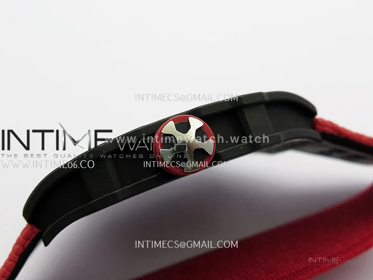 RM67-02 Italy Black NTPT Umi Office 1:1 Beat Edition Green/White/Black Skeleton Dial On Red Nylon Strap Super Clone CRMA7 V3