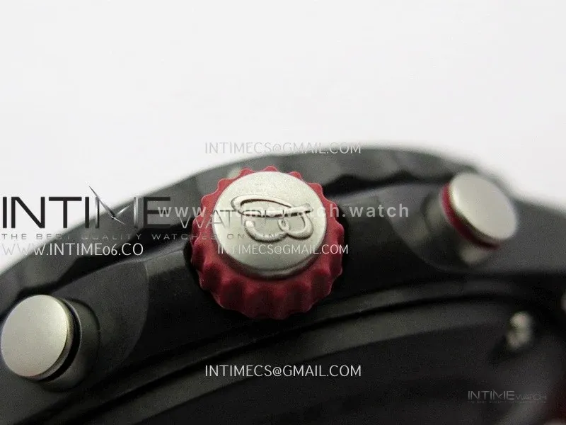 Professional Quartz Chrono Red Inner Bezel 1:1 Best Edition Black Dial On Red Rubber Strap Swiss Ronda