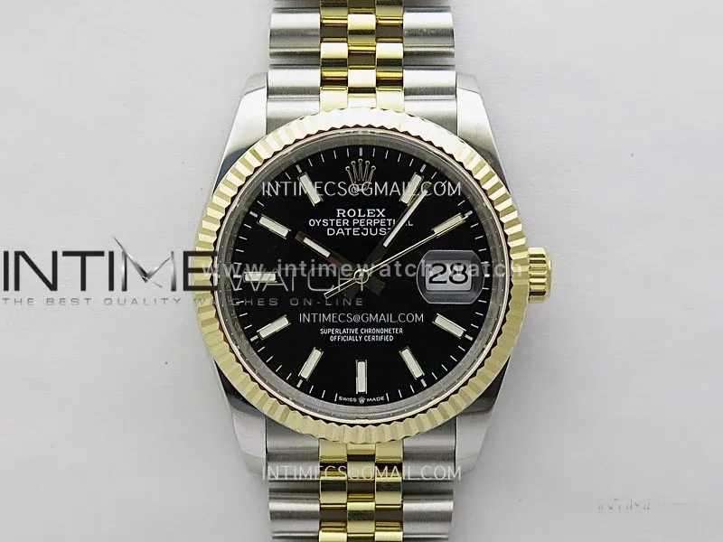 DateJust 126233 904L SS/YG JDF 1:1 Best Edition Black Dial Stick Markers on Jubilee SS/YG Bracelet