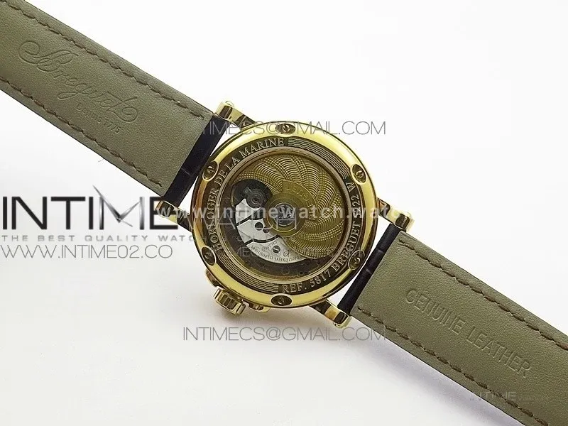 Marine 5222 YG HGF 1:1 Best Edition White Dial On black Leather Strap Asian Cal.517GG(Free rubber strap)