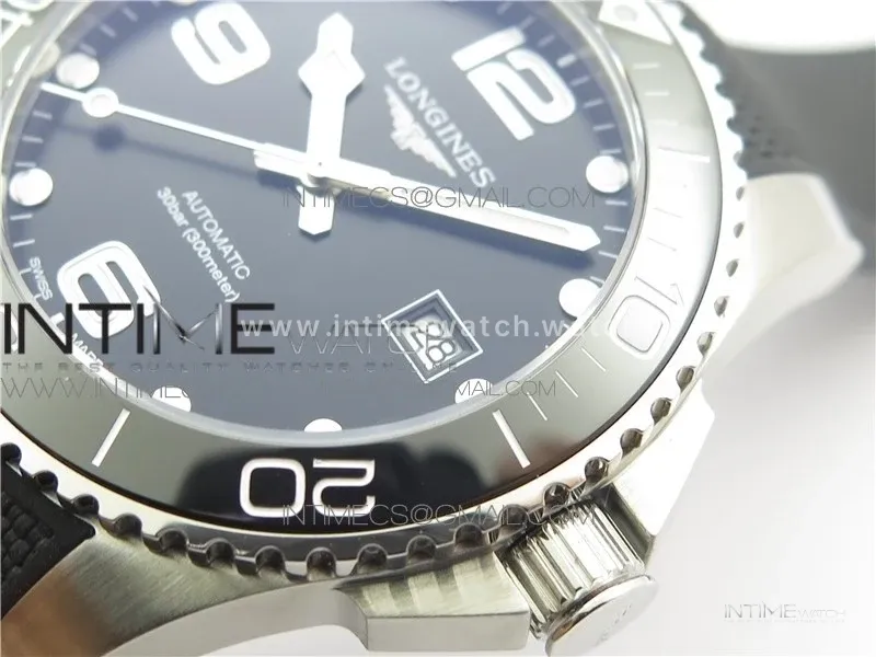 Conquest L3.840.4.56.6 Real Ceramic Bezel SS AF 1:1 Best Edition Black dial On Rubber Strap A2824