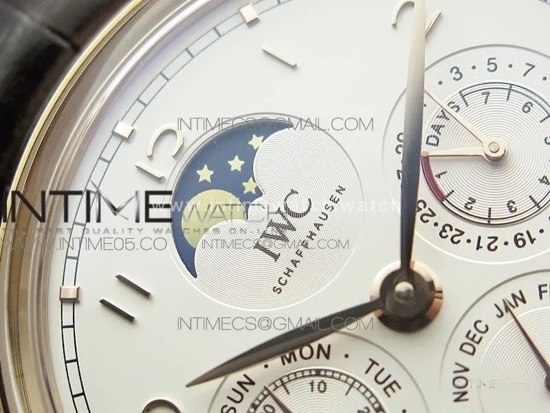 Portuguese Real PR Real Annual Calendar IW503302 RG V9F Best Edition White Dial Brown Leather Strap A52610