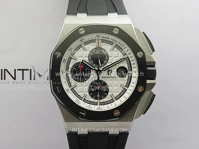 Royal Oak Offshore 44mm SS JF 1:1 Best Edition White Dial On Black Rubber Strap A3126